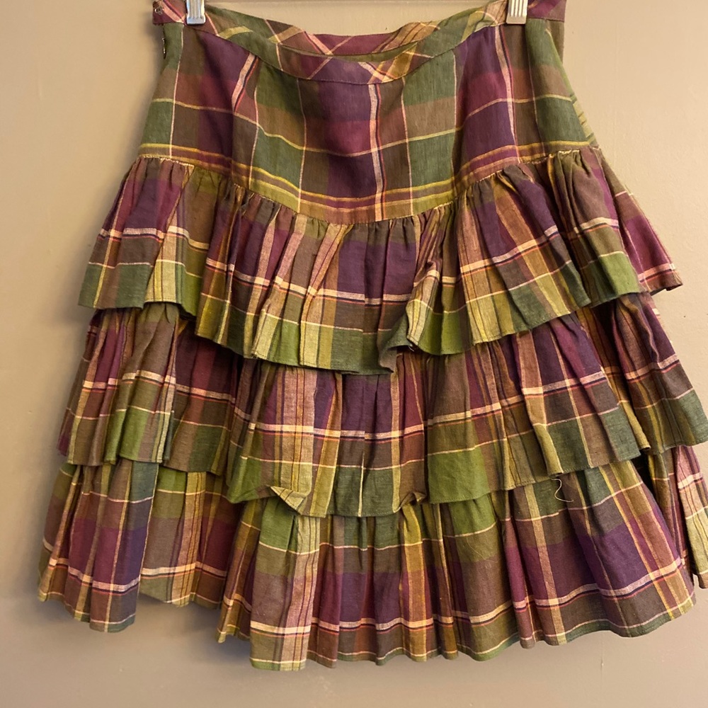 Boutique plaid ruffled skirt